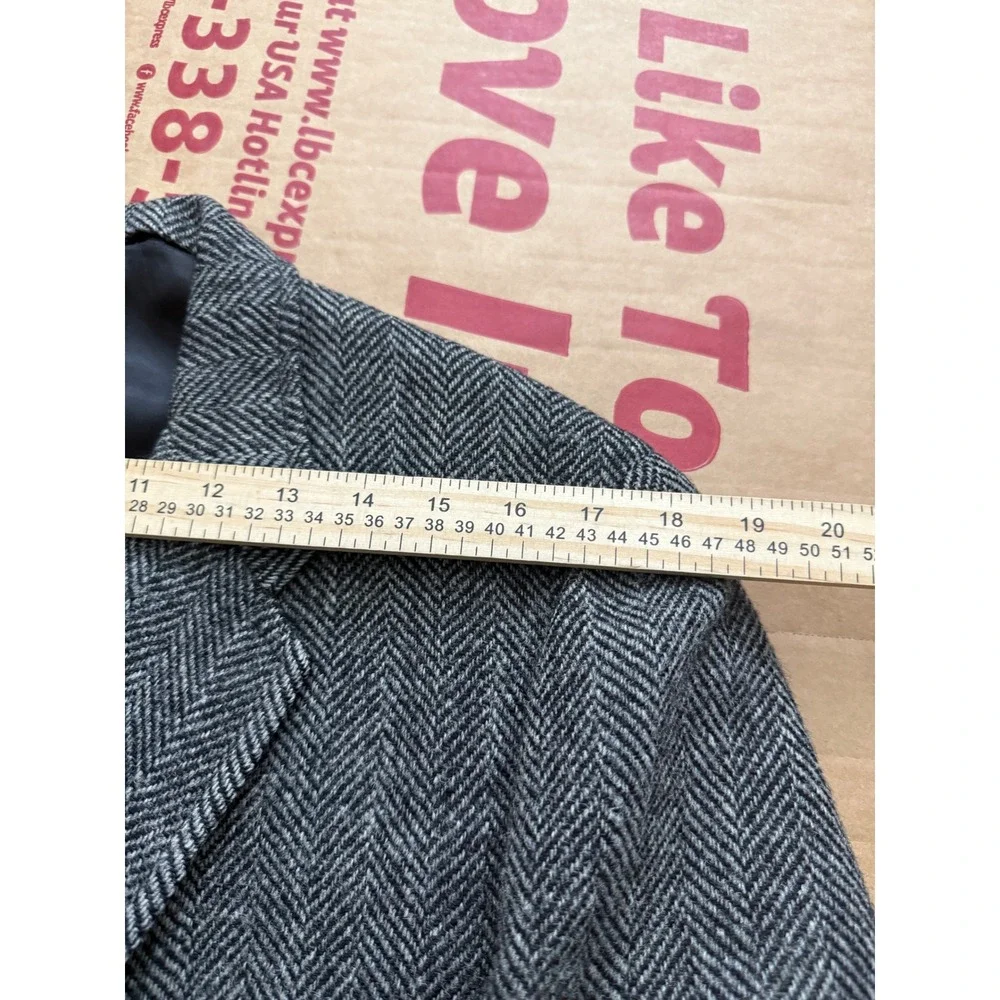 Harris Tweed Mens Grey Herringbone Wool Blazer Coat Handwoven Scotland qq06
